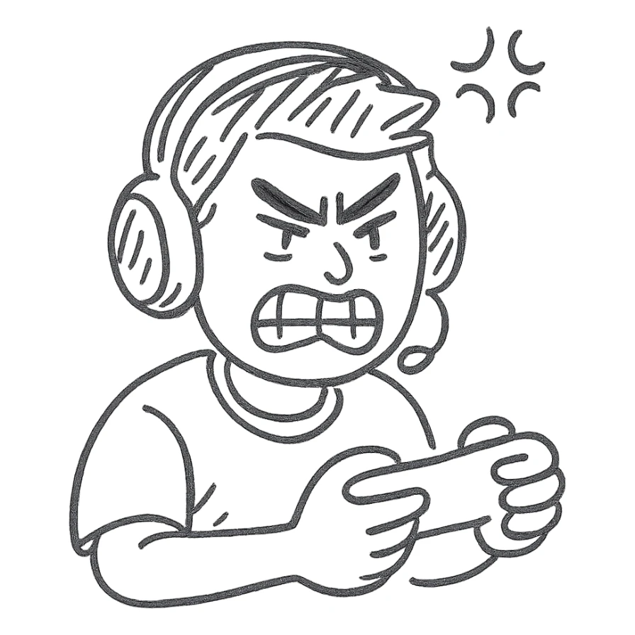 CS2 rage, hand-drawn sketch of a furious player sticker