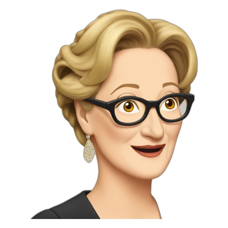 Meryl Streep listens to gossip with her big ear sticker