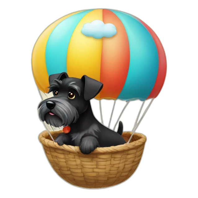 Miniature black Schnauzer in a hot air baló sticker