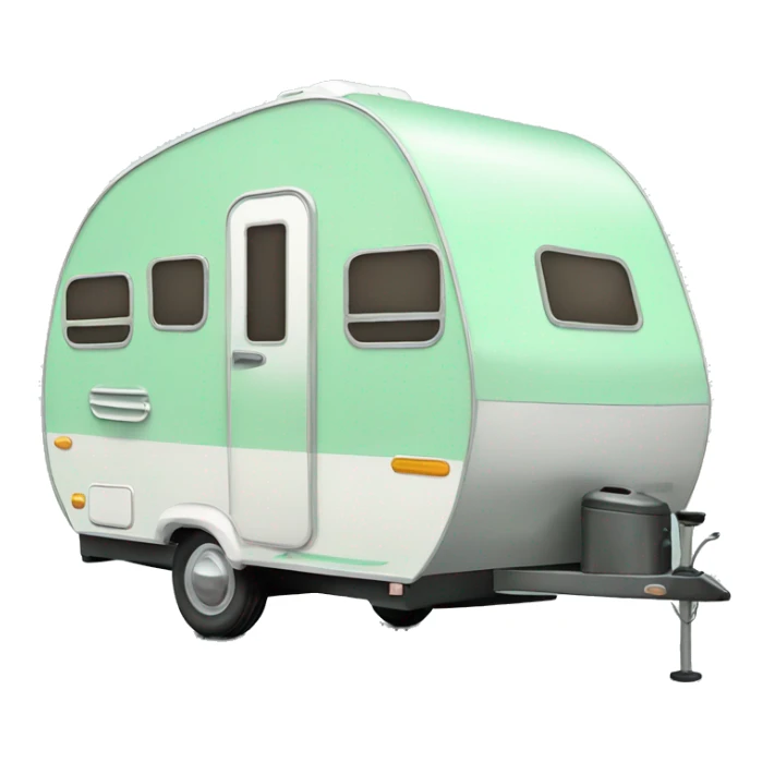 Realistic mint green camping travel trailer isolated. sticker