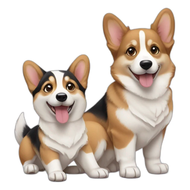corgi puppy with a husky puppy sticker