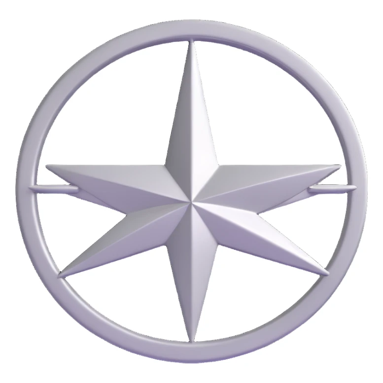 3D circular pattern, silver star motif, Mercedes style, no brand name sticker