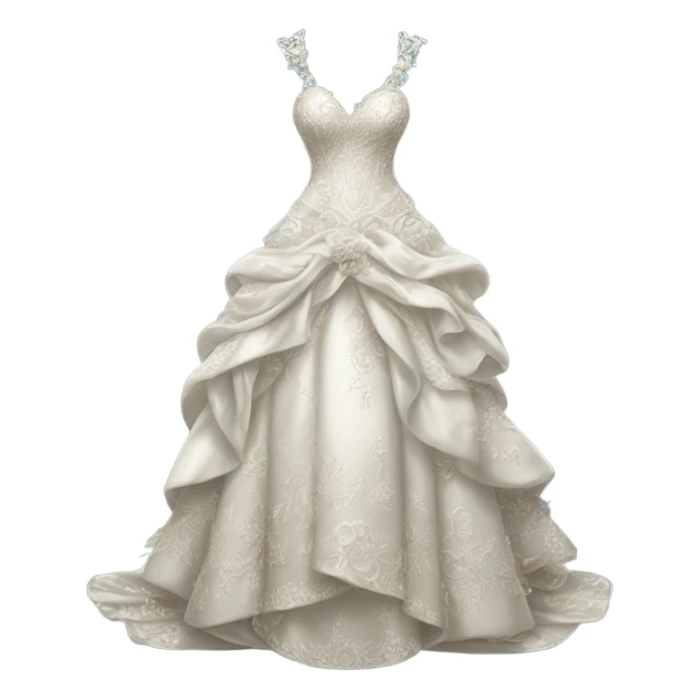 Hyper Realistic ornate 
Whimsical Wedding dress displays sticker
