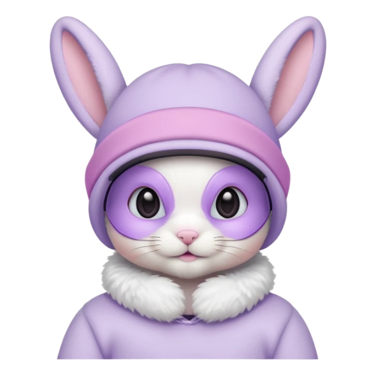 white baby bunny in a pastel lavender ski mask  sticker