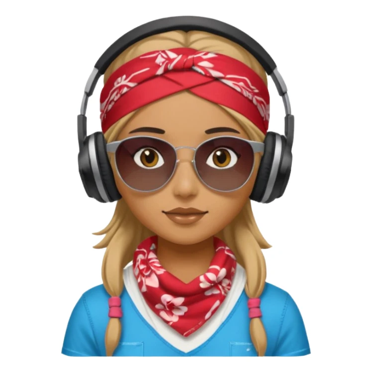 girl with shades, headphones and bandana sticker