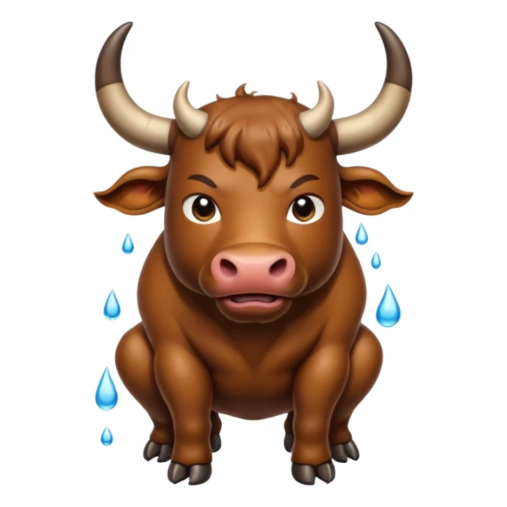 Bull with horns squatting while brown substance falls from his anus sticker