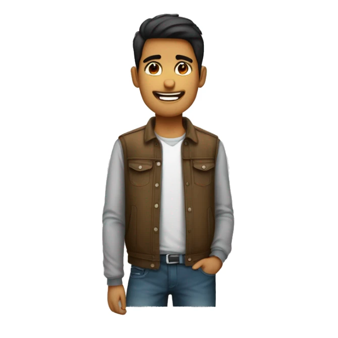 Hombre moreno joven con ropa informal con varias posturas sticker