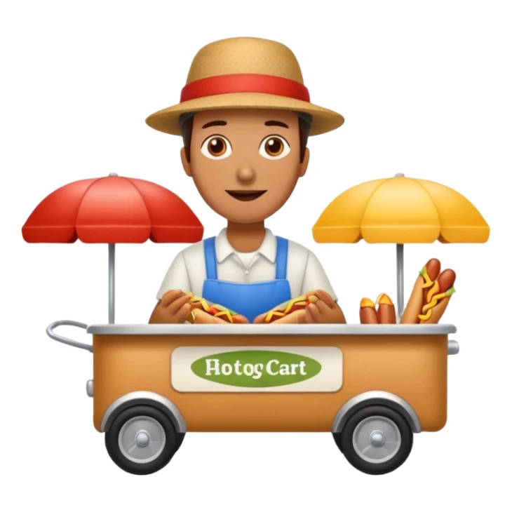 hotdog seller in New York with cart sticker
