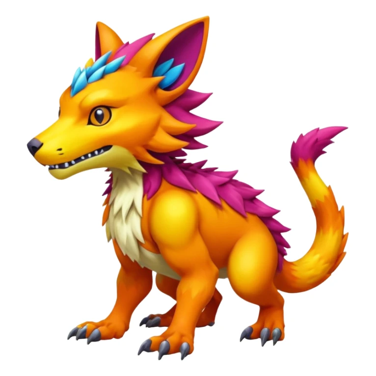  colorful modern Fakémon-Digimon-Vernid-creature (full body) sticker