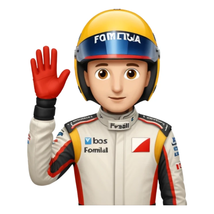 Robert Kubica, waving, in Formula 1 racing suit sticker