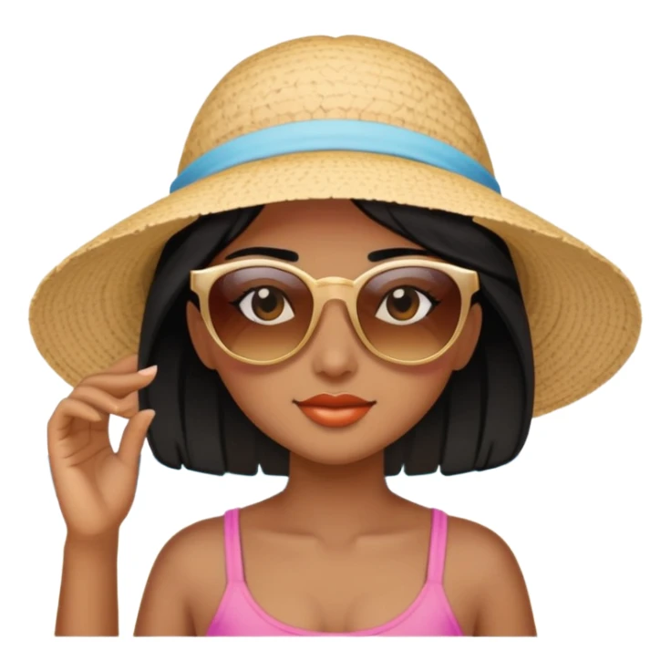 Black hair brown skin girl beach sticker