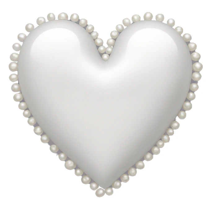 white heart with white pearls outlining the heart sticker