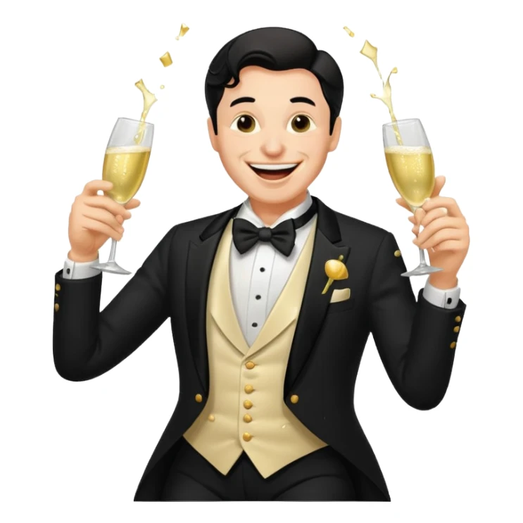 Old money man laughing with champagne glass spilling sticker