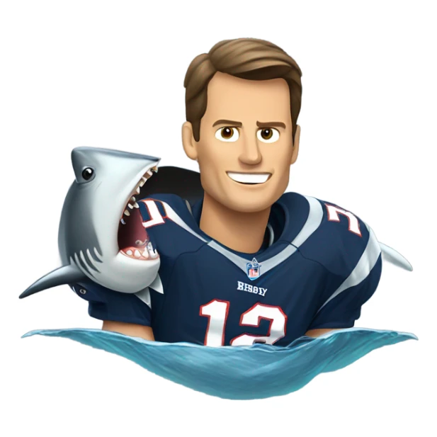 Tom Brady riding a great white shark  sticker