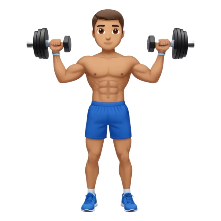 man with blue shorts doing dumbbell lateral-raise (T-pose) side-deltoid exercise sticker