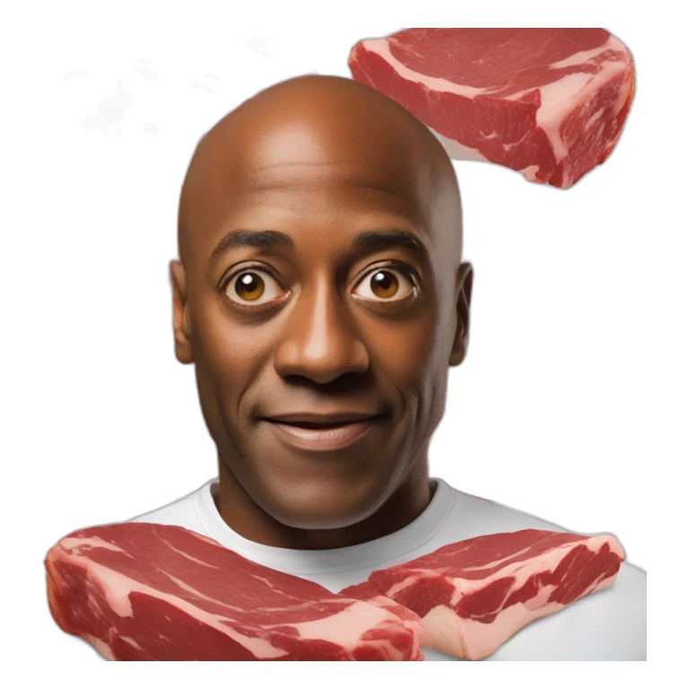 Ainsley Harriott hiding in some meat sticker