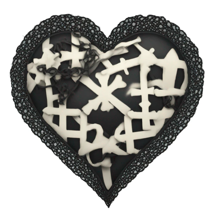 Lacey black heart with cybersigilism and crosses sticker