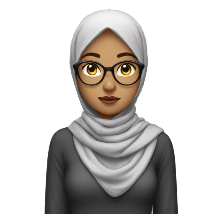 indifferent girl with cat glasess hijab sticker