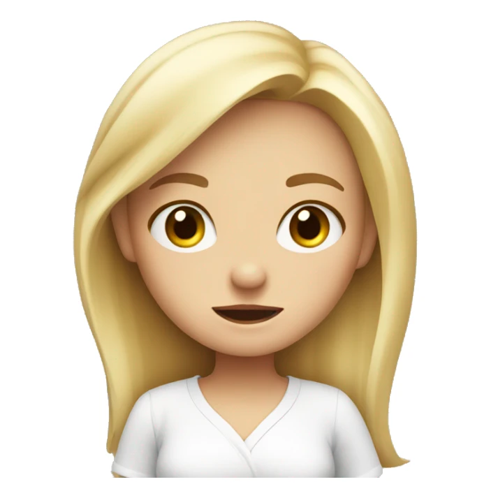 cute blonde girl shrugging wearing a white shirt sticker