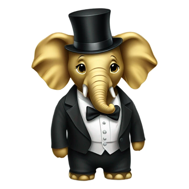 Golden elephant with tux and sunglasses with top hat sticker