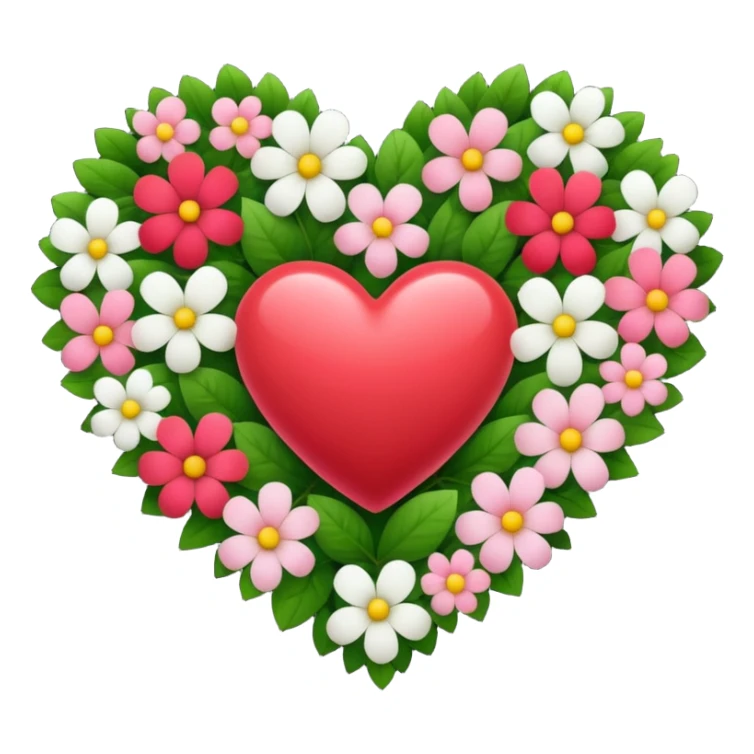 a heart made of flowers with leaves sticker