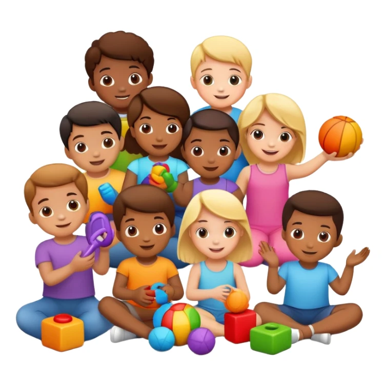 children playing with toys sticker