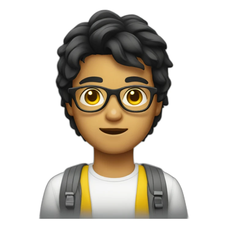 boy with yellow tinted glasses and combed black hair  sticker