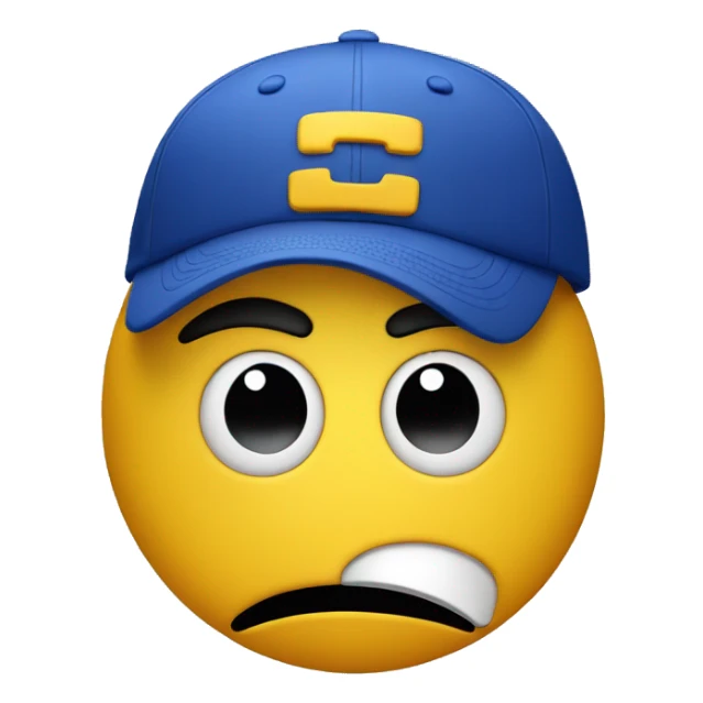 sad smiley face in a sports cap sticker