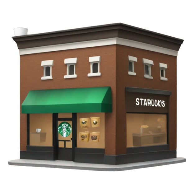 One coffee shop building# with one starbucks logo sticker