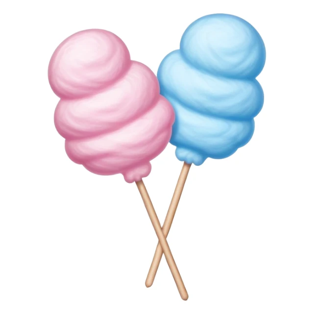 Pink and blue fluffy cotton candy on a stick sticker