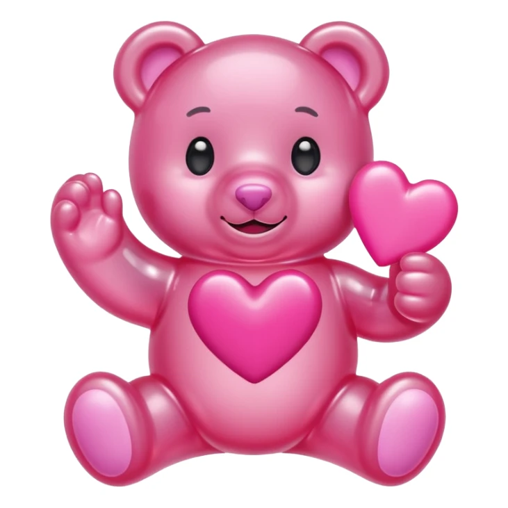 Gummy bear blanco agarrando un corazón rosa cute sticker