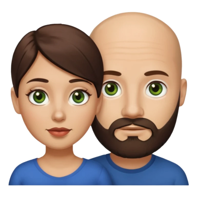 Man beard bald white dark green eyes woman medium hair brown brown eyes latina  sticker