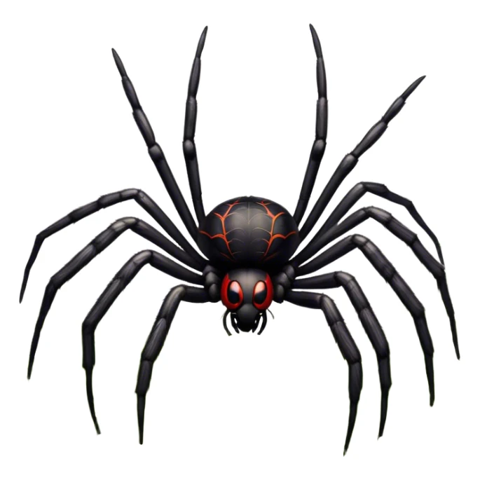 Huge spider sitting on grass with flowers, surrounded by a lush meadow. Detailed legs and body, with soft natural lighting enhancing its texture. Calm, serene background with vibrant greenery and a clear sky. Transparent background. sticker