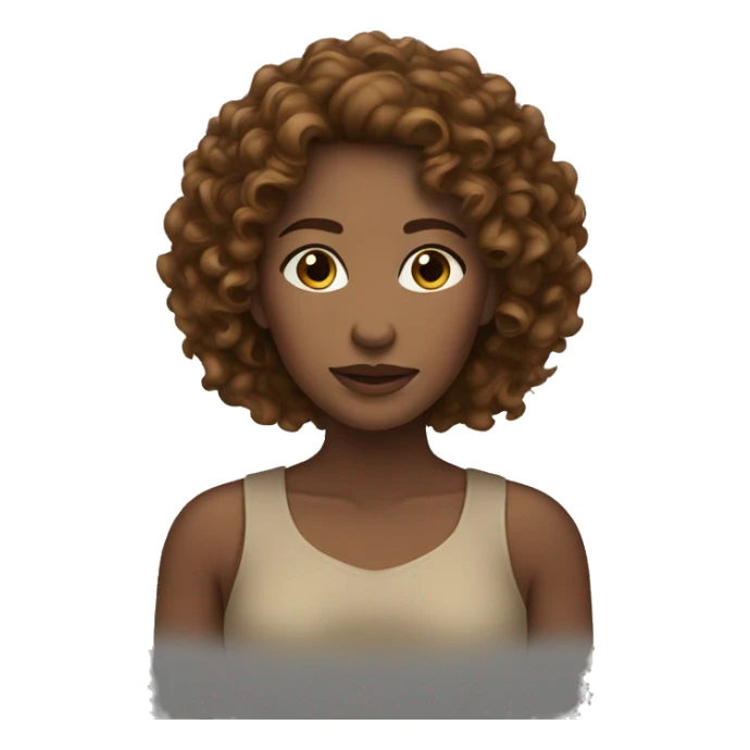 woman ligh brown skin long brunette curly  sticker