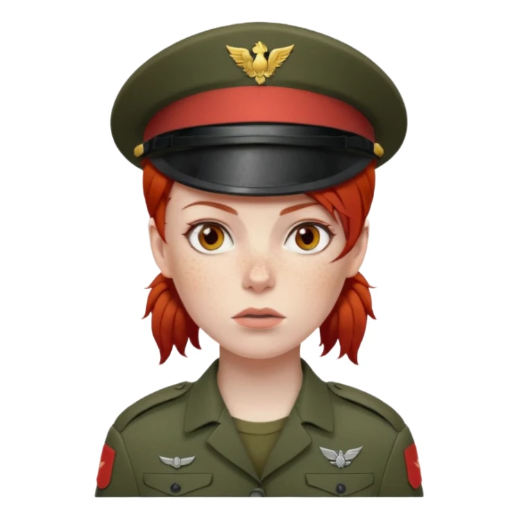 Female Soldier red hair just sticker