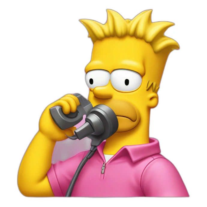 Bart simpson dressed as camrom pink outfit making a phone call on a flip phone sticker