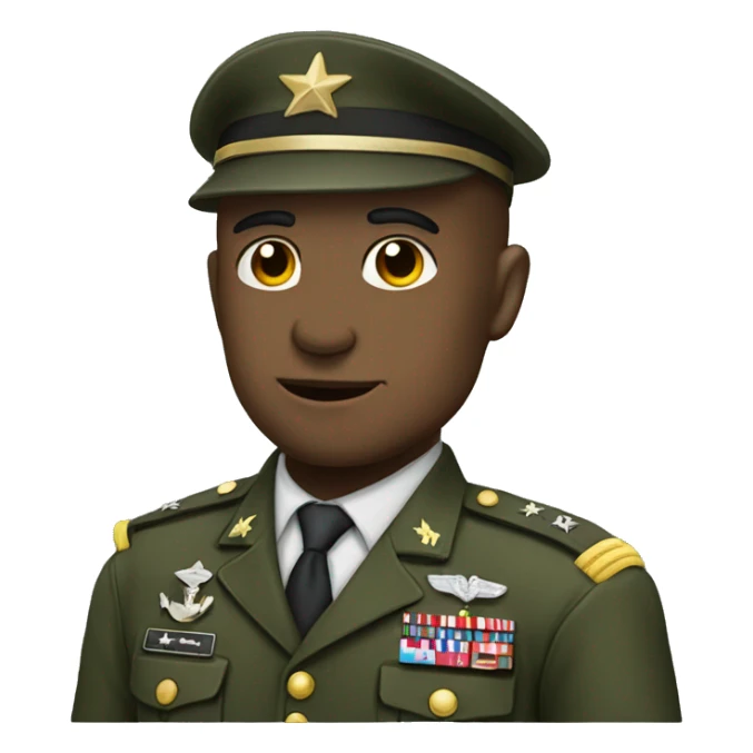 Military commander that uses laptop and salutes sticker
