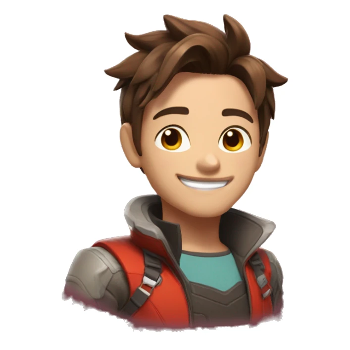happy tracer in red with short hair sticker