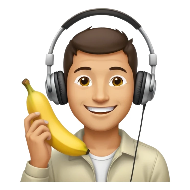 A man making music and eating a banana. sticker