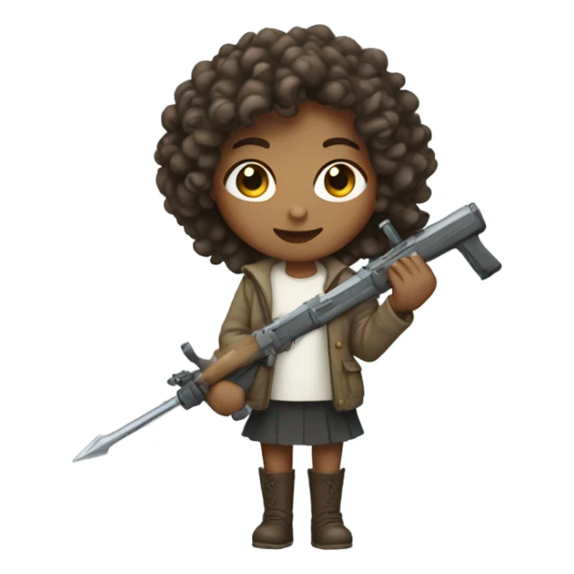 light girl with curly hair holding weapon sticker