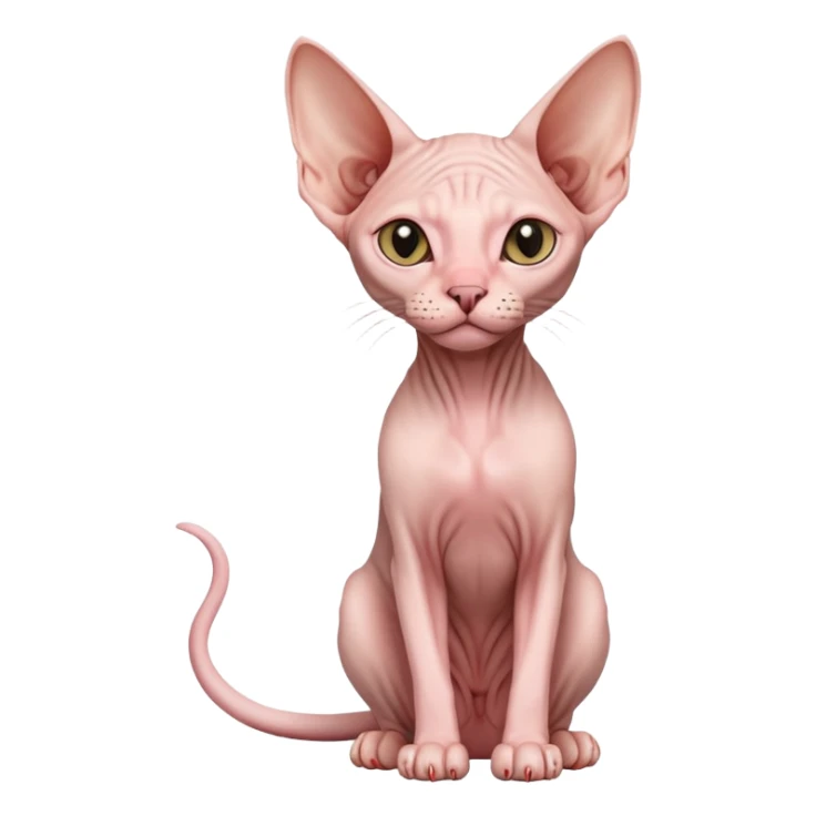 pink sphynx hairless cat full body sitting sticker