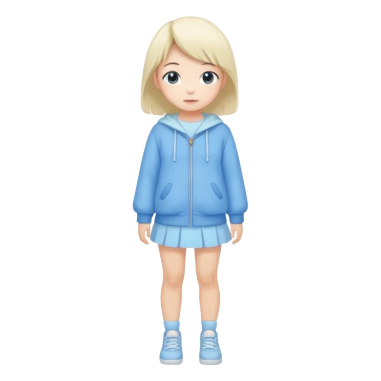 Kawaii girl Japanese full body blue pastel sticker