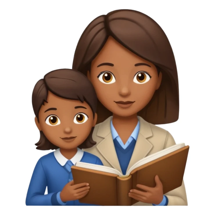 educator or speech therapist with child, who helps child with lessons or reading books sticker
