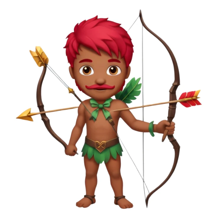 Black cupid with red hair and mustache sticker