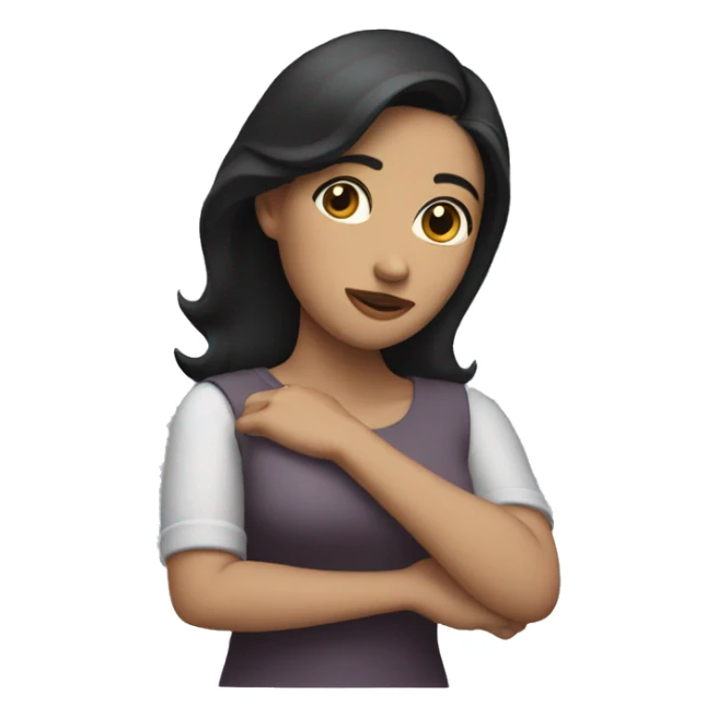 woman with dark hair with face into bent arm with other arm extended  sticker