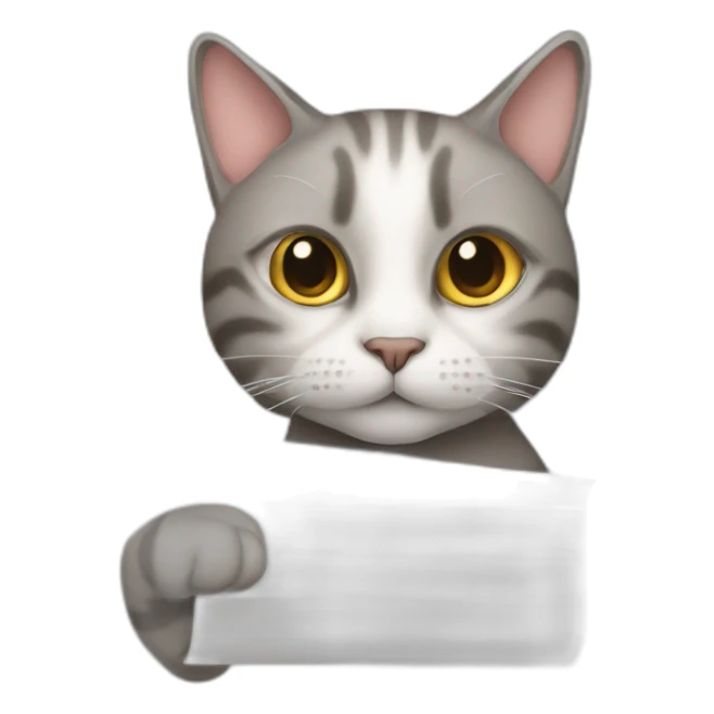 cat that holds paper with "BISA" text on it sticker