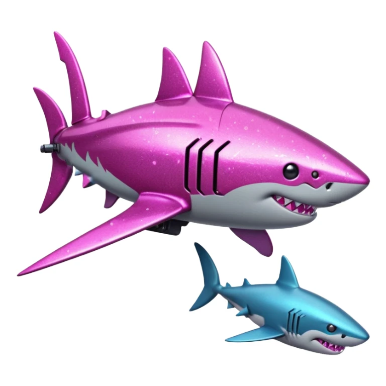 glitter mech shark pink cyberpunk sticker