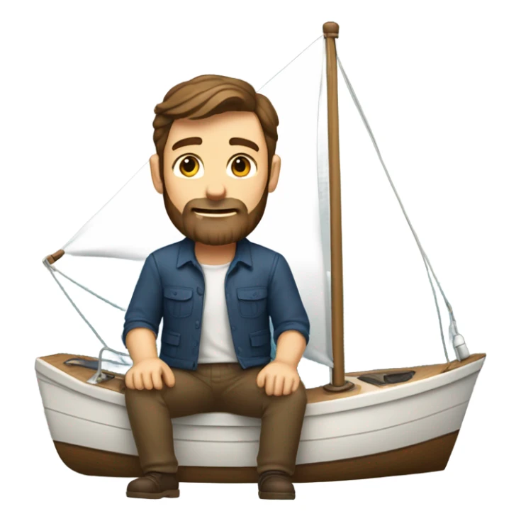Brown hair man with beard on a sailboat sticker