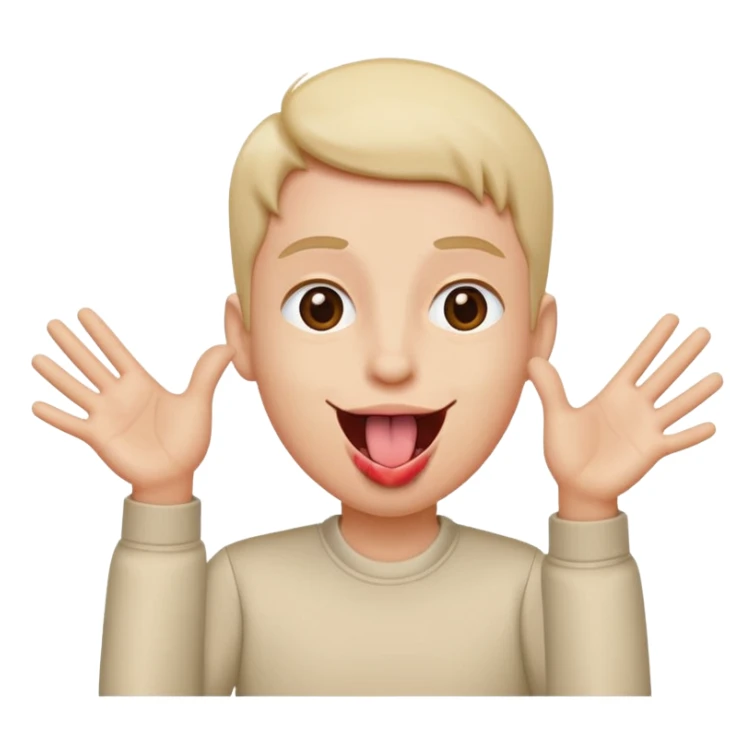 tongue out with hands to the side opening  sticker