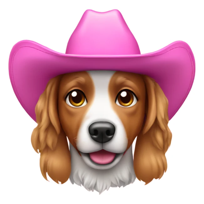 Dog wearing pink cowgirl hat sticker